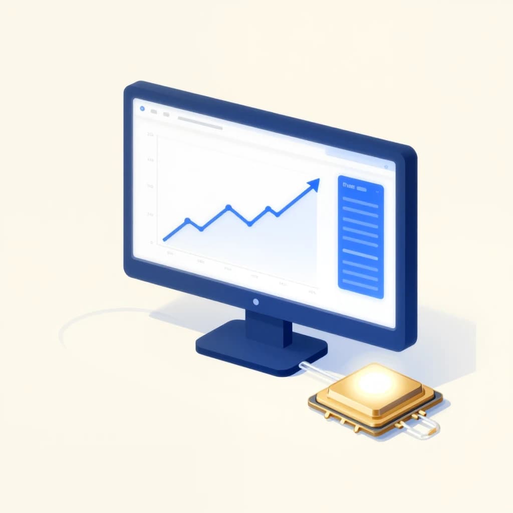 Illustration of an AI brain connected to charts and business systems, representing AI-driven ROI for startups and SMEs.
