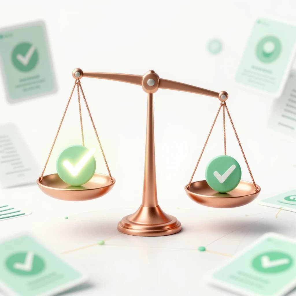 Illustration of a balance scale comparing benefits and drawbacks, representing the tradeoffs of outstaffing.