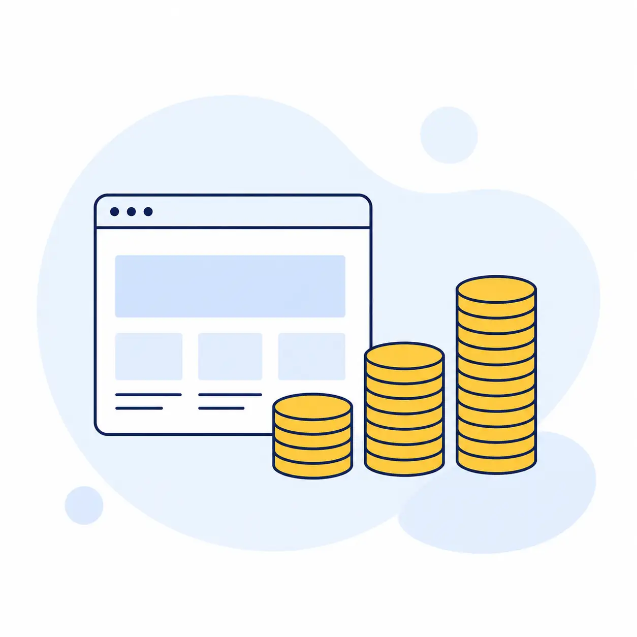 Illustration of a budget breakdown for website development costs in Cyprus, showing tiers from brochure sites to enterprise platforms.