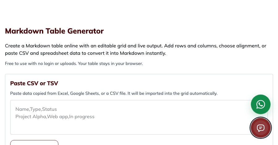 Markdown Table Generator | Free Online Tool